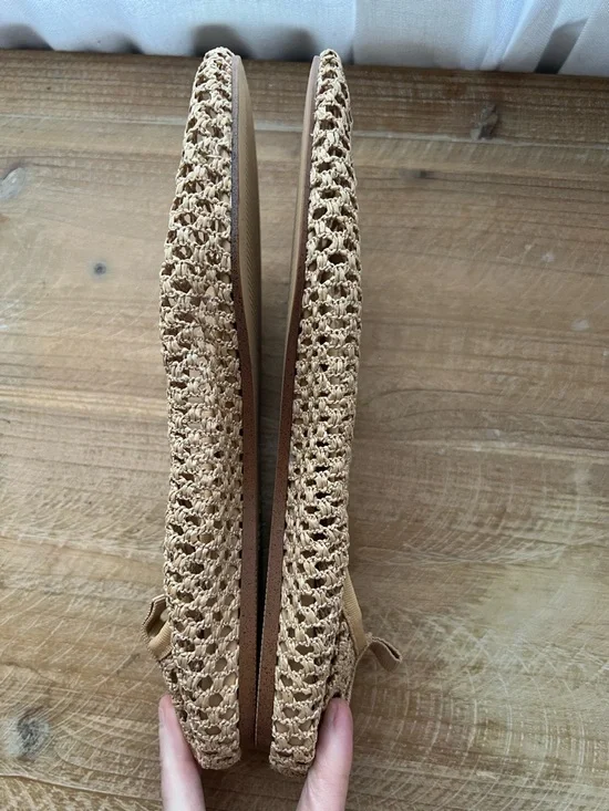 H&M Braided Ballet Flats In Beige Size 38 Woven Mesh New - Picture 6 of 7